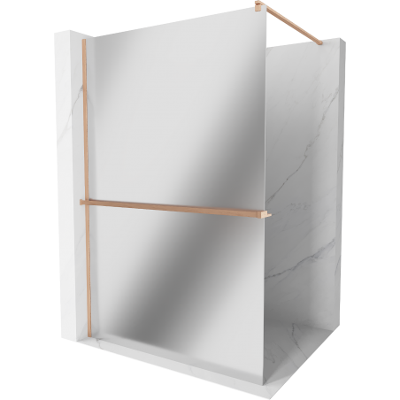 Mexen Kioto+ Walk-in Shower Wall with Shelf 110 x 200 cm, Mirror, Brushed Copper - 800-110-121-65-50