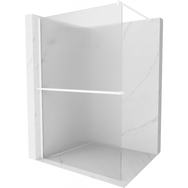 Mexen Kioto+ Shower Wall with Walk-in Shelf 80 x 200 cm, Frosted, White - 800-080-121-20-09
