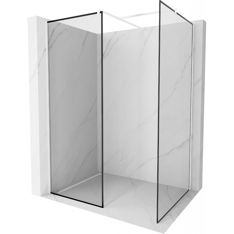 Mexen Kioto Walk-in Shower Wall 150 x 110 cm, Black Pattern, White - 800-150-202-20-70-110