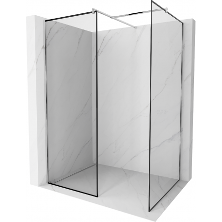 Mexen Kioto Walk-in Shower Wall 100 x 100 cm, Black Pattern, Chrome - 800-100-202-01-70-100