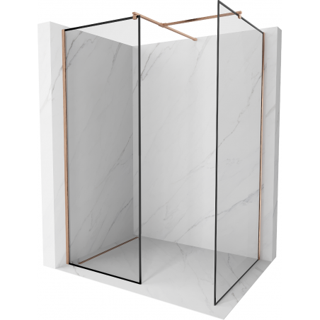 Mexen Kioto Walk-in Shower Wall 110 x 70 cm, Black Pattern, Brushed Copper - 800-110-202-65-70-070