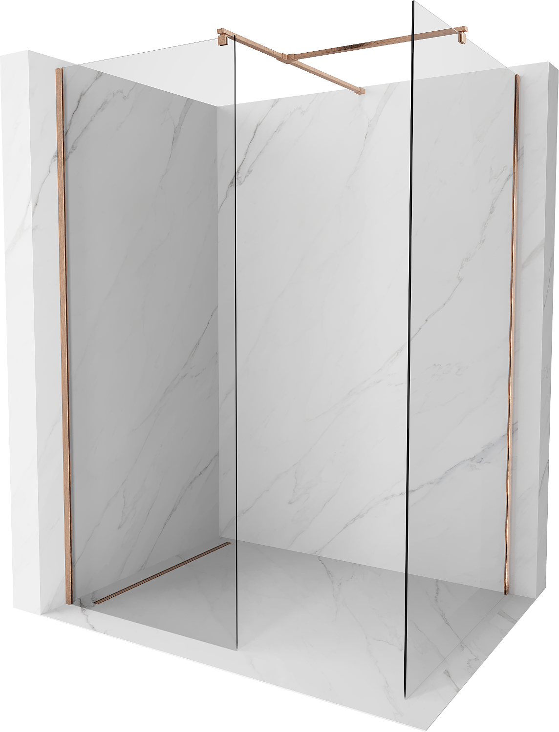 Mexen Kioto Walk-in Shower Panel 80 x 70 cm, Transparent, Brushed Copper - 800-080-202-65-00-070