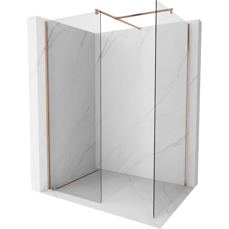 Mexen Kioto Walk-in Shower Wall 155 x 110 cm, transparent, brushed copper - 800-155-202-65-00-110