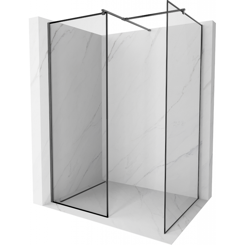 Mexen Kioto Walk-in Shower Wall 120 x 100 cm, Black Pattern, Brushed Gun Gray - 800-120-202-66-70-100