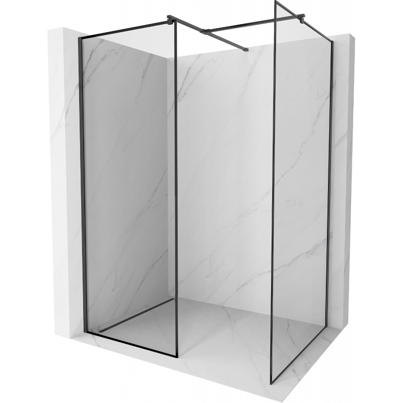 Mexen Kioto Walk-in Shower Wall 140 x 120 cm, Black Pattern, Black - 800-140-202-70-70-120