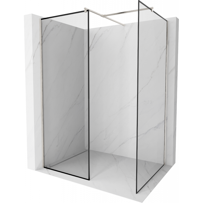 Mexen Kioto Walk-in Shower Wall 80 x 80 cm, Black Pattern, Brushed Nickel - 800-080-202-97-70-080