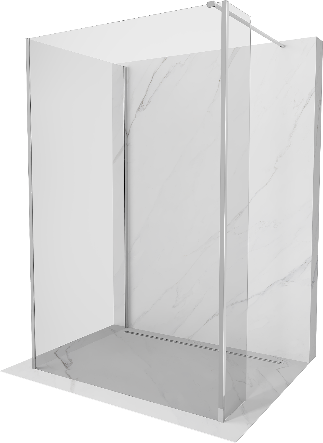 Mexen Kioto Walk-in Shower Screen 125 x 70 x 30 cm, transparent, chrome - 800-125-070-221-01-00-030