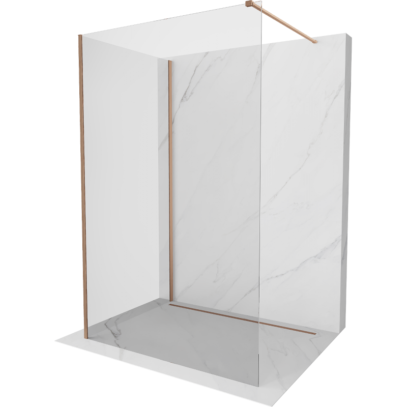 Mexen Kioto Walk-in Shower Wall 140 x 80 cm, Transparent, Brushed Copper - 800-140-212-65-00-080