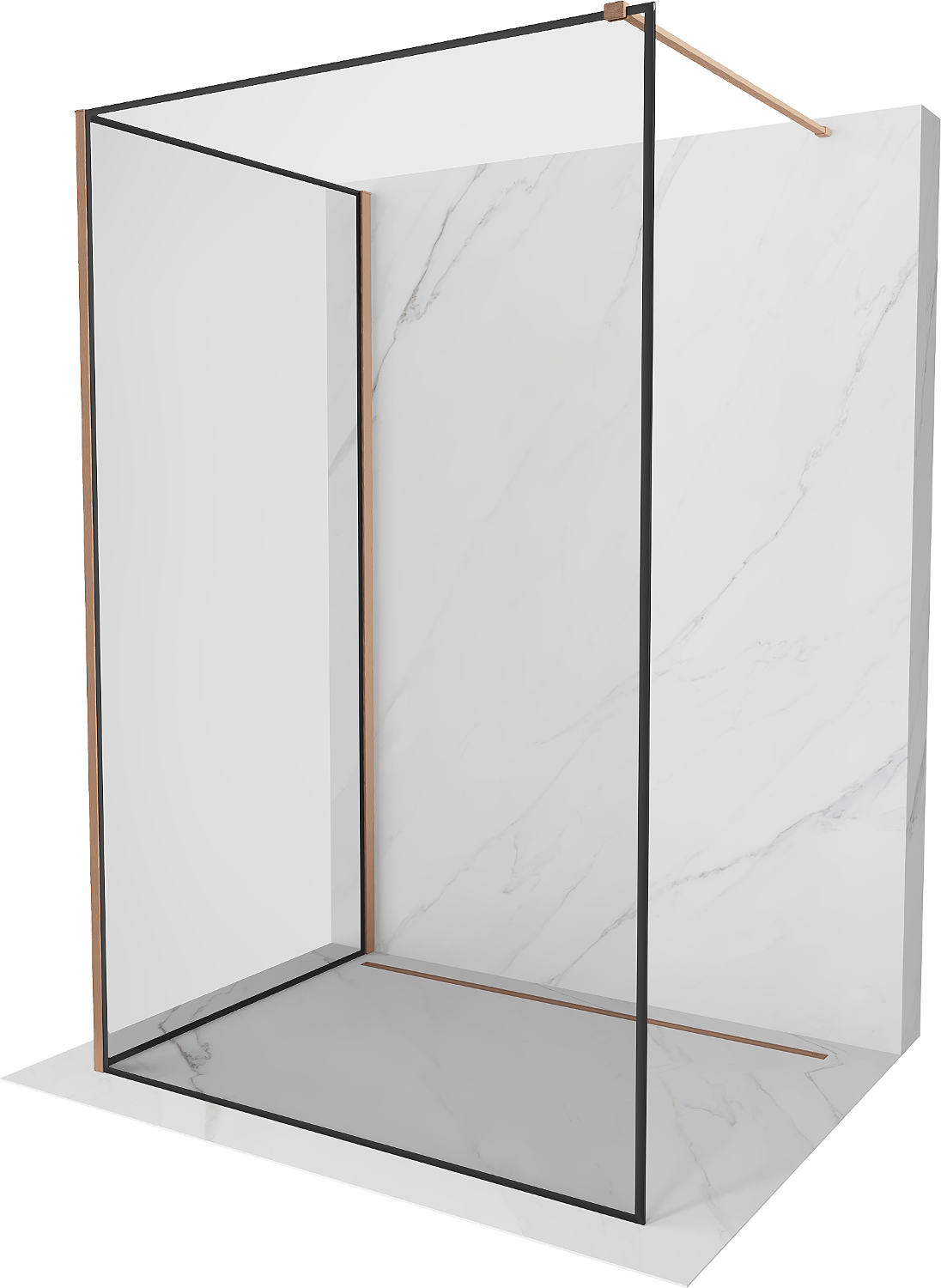 Mexen Kioto Walk-in Shower Screen 110 x 100 cm, Black Pattern, Brushed Copper - 800-110-212-65-70-100