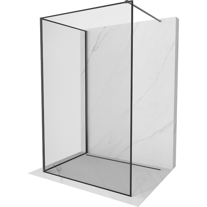 Mexen Kioto Walk-in Shower Panel 110 x 70 cm, Black Pattern, Gun Gray Brushed - 800-110-212-66-70-070