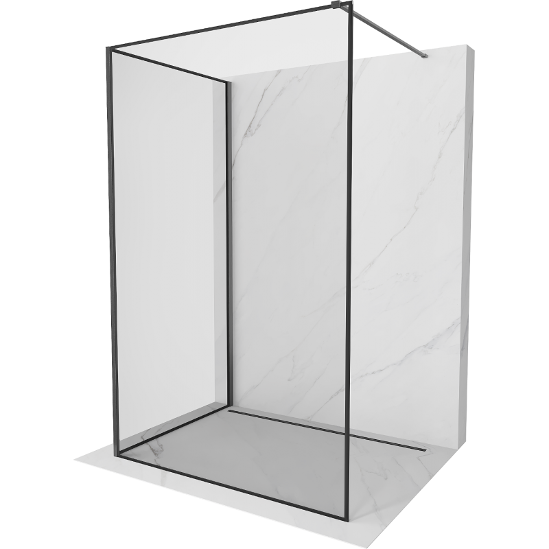 Mexen Kioto Walk-in Shower Wall 130 x 110 cm, Black Pattern, Gun Gray Brushed - 800-130-212-66-70-110