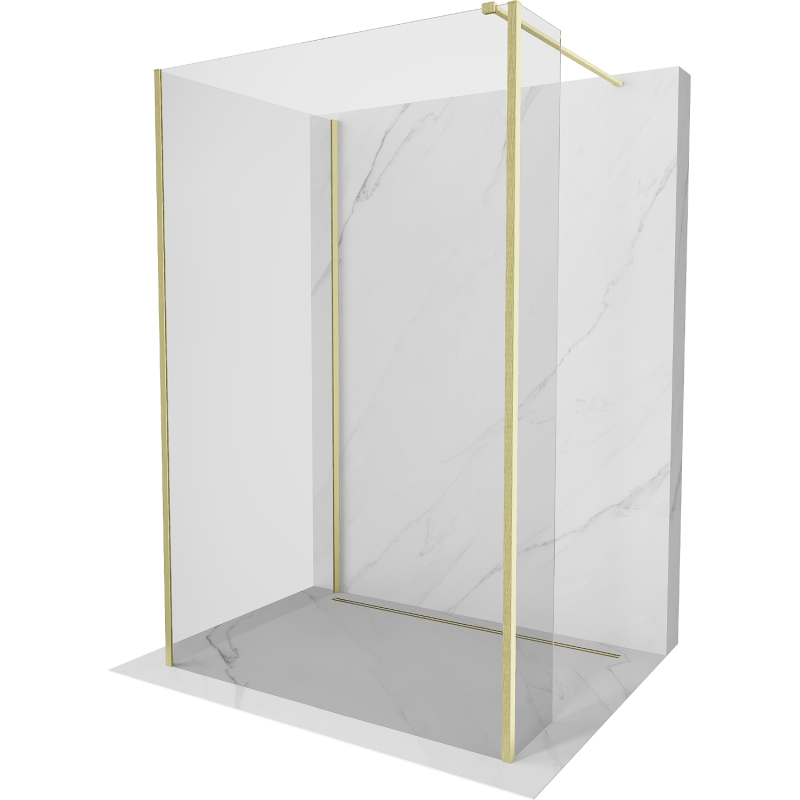 Mexen Kioto Walk-in Shower Screen 140 x 80 x 40 cm, transparent, brushed gold - 800-140-080-221-55-00-040