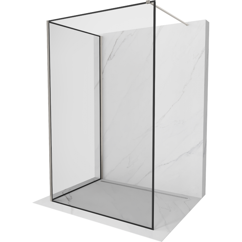 Mexen Kioto Walk-in Shower Wall 130 x 90 cm, Black Pattern, Brushed Nickel - 800-130-212-97-70-090