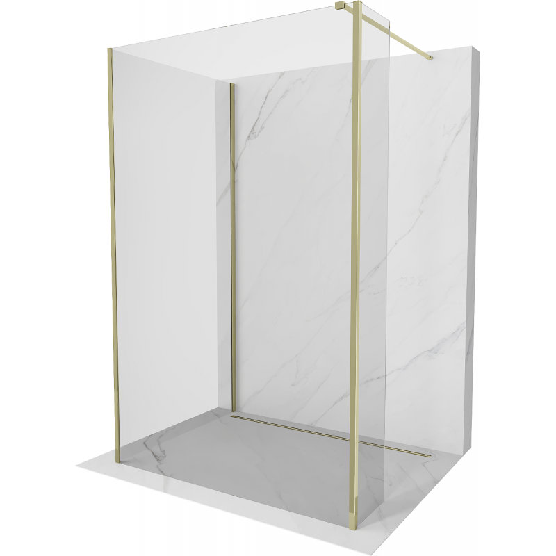 Mexen Kioto Walk-in Shower Wall 125 x 85 x 40 cm, transparent, gold - 800-125-085-221-50-00-040