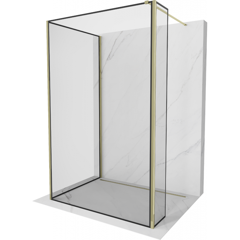 Mexen Kioto Walk-in Shower Panel 110 x 100 x 30 cm, Black Pattern, Gold - 800-110-100-221-50-70-030