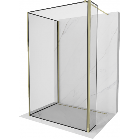 Mexen Kioto Walk-in Shower Wall 100 x 90 x 40 cm, black pattern, gold - 800-100-090-221-50-70-040