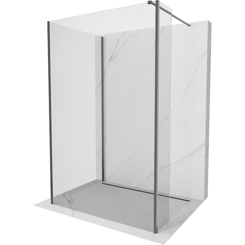 Mexen Kioto Walk-in Shower Wall 100 x 100 x 40 cm, transparent, gun gray brushed - 800-100-100-221-66-00-040