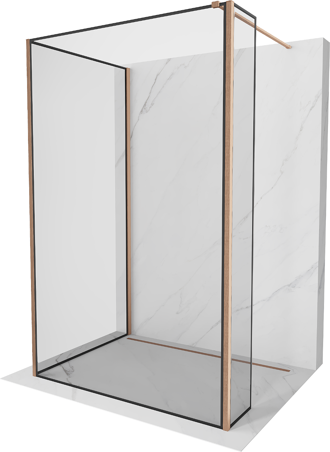 Mexen Kioto Walk-in Shower Panel 90 x 70 x 30 cm, Black Pattern, Brushed Bronze - 800-090-070-221-65-70-030