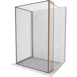 Mexen Kioto Walk-in Shower Wall 90 x 80 x 30 cm, Black Pattern, Brushed Copper - 800-090-080-221-65-70-030