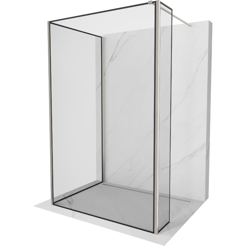 Mexen Kioto Walk-in Shower Wall 140 x 100 x 30 cm, black pattern, brushed nickel - 800-140-100-221-97-70-030