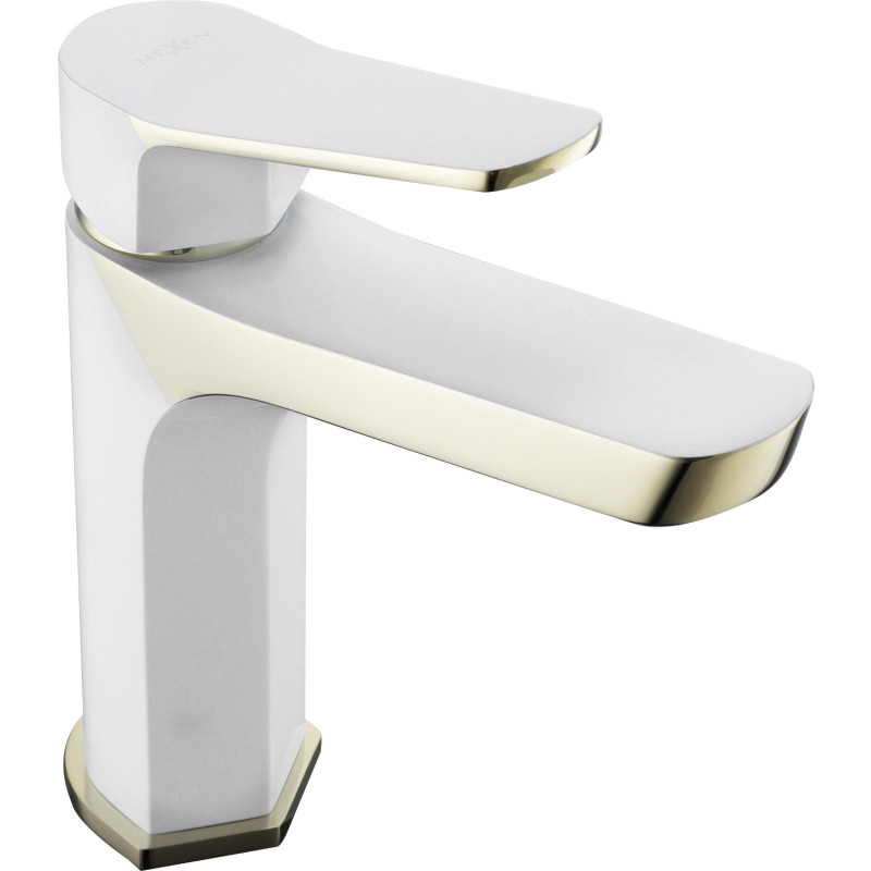Mexen Lerma washbasin mixer tap, White/Gold - 74300-25
