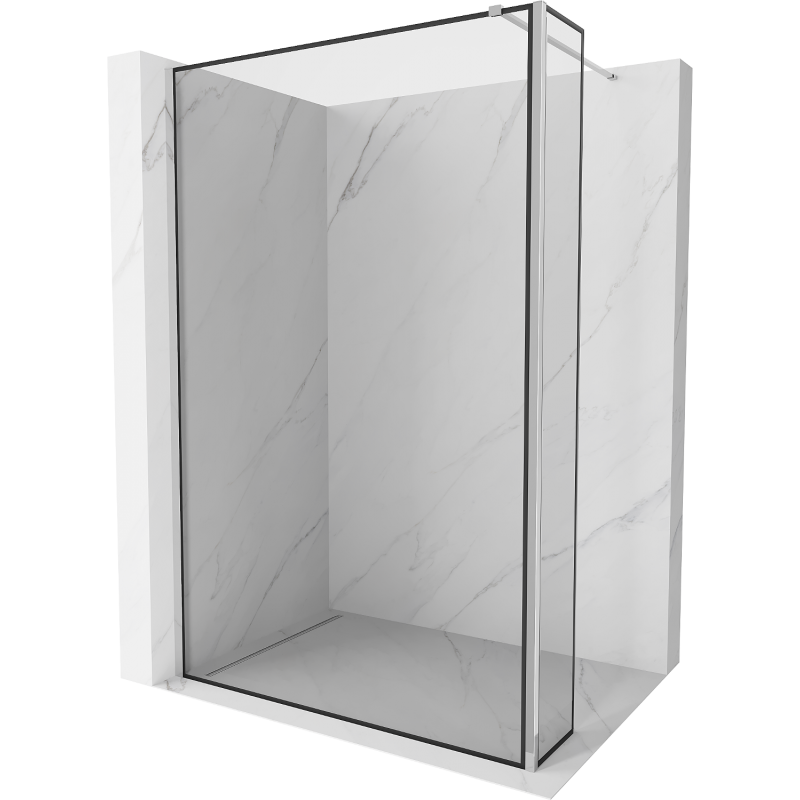 Mexen Kioto Walk-in Shower Wall 140 x 30 cm, Black Pattern, Chrome - 800-140-212-01-70-030