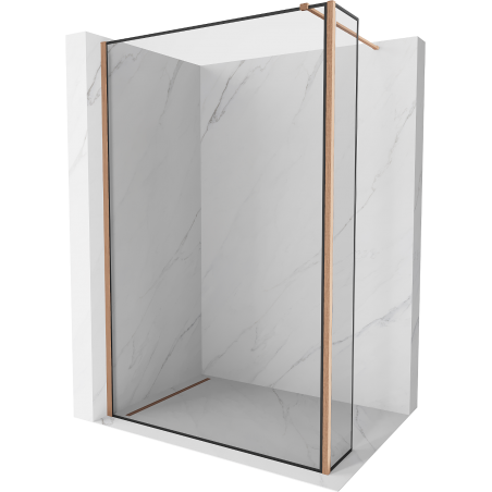 Mexen Kioto Walk-in Shower Wall 100 x 40 cm, Black Pattern, Brushed Bronze