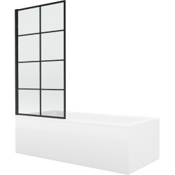 Mexen Cubik rectangular bathtub 150 x 70 cm with panels and a 1-wing screen 80 cm, Black pattern - 550315070X9308017077