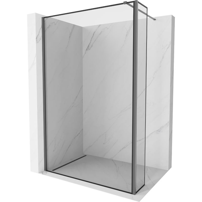 Mexen Kioto Walk-in Shower Wall 90 x 30 cm, black pattern, gun metal - 800-090-212-95-70-030