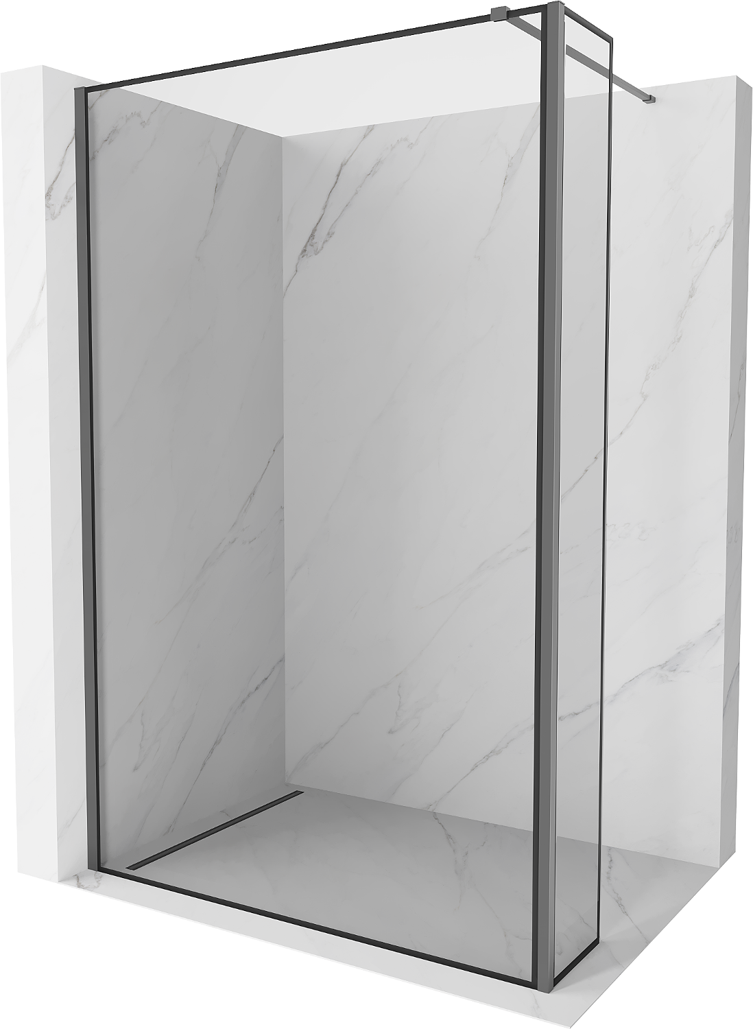 Mexen Kioto Walk-in Shower Wall 90 x 30 cm, black pattern, gun metal - 800-090-212-95-70-030
