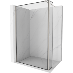 Mexen Kioto Walk-in Shower Wall 90 x 40 cm, Black Pattern, Brushed Nickel - 800-090-212-97-70-040