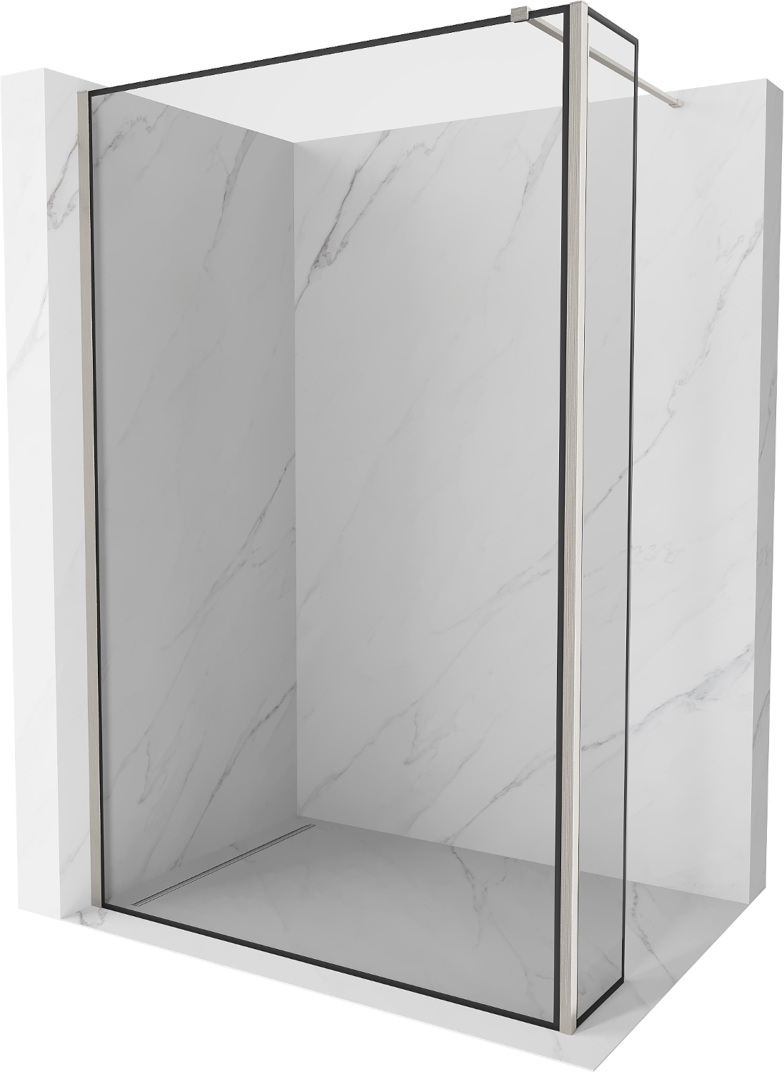 Mexen Kioto Walk-in Shower Wall 150 x 40 cm, Black Pattern, Brushed Nickel - 800-150-212-97-70-040