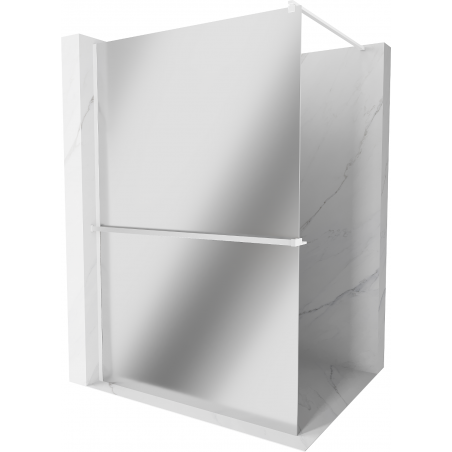 Mexen Kioto+ Walk-in Shower Wall with Shelf 120 x 200 cm, Mirror, White - 800-120-121-20-50