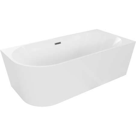 Mexen Mia Right Corner Freestanding Bathtub 160 x 75 cm, White, Brushed Gun Gray Overflow - 52691607500P-66