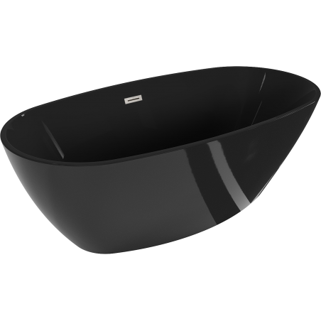 Mexen Eris freestanding bathtub 67 x 31 inches, black, brushed nickel overflow - 53441708070-97