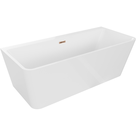 Mexen Volta freestanding wall-mounted bathtub 150 x 75 cm, white, rose gold overflow - 51131507500-60