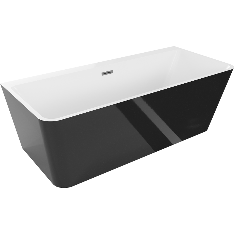 Mexen Volta freestanding wall bathtub 150 x 75 cm, white/black, gun metal overflow - 51131507575-95