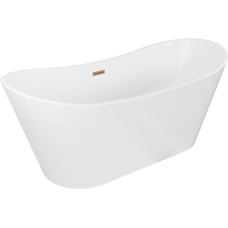 Mexen Montana freestanding bathtub 180 x 90 cm, white, brushed bronze overflow - 52011809000-65