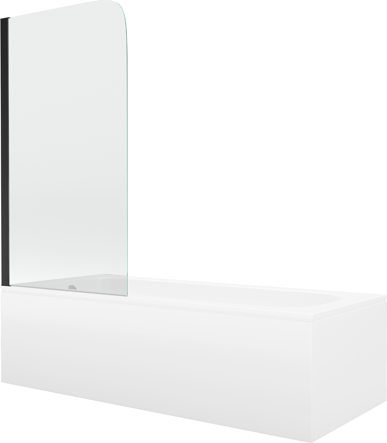 Mexen Vega rectangular bathtub 180 x 80 cm with panels and a 1-wing screen 70 cm, Transparent, Black - 550118080X9007017000