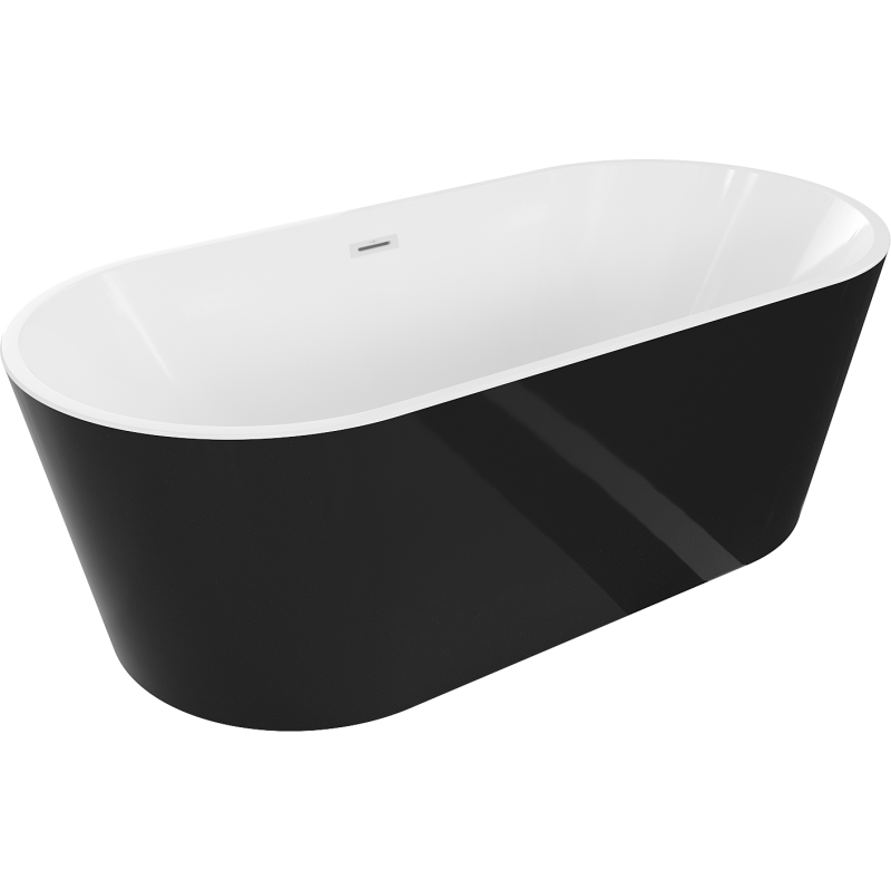 Mexen Luna freestanding bathtub 67 x 31 in, white/black, white overflow - 52031708075-20