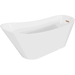 Mexen Alta Freestanding Bathtub 67 x 29.5 in, White, Brushed Brass Overflow - 52141707500-65
