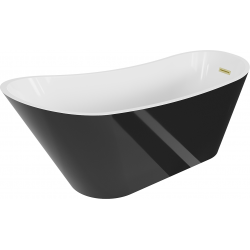 Mexen Alta freestanding bathtub 67 x 29.5 in, white/black, brushed gold overflow - 52141707575-55