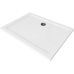 Mexen Flat slim rectangular shower tray 110 x 80 cm, White, Black siphon - 40108011B