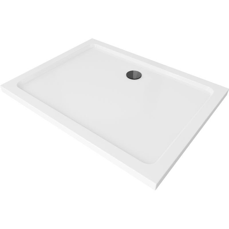 Mexen Flat slim rectangular shower tray 90 x 80 cm, White, Black siphon - 40108090B