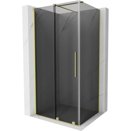 Mexen Velar sliding shower enclosure 120 x 70 cm, graphite, brushed gold - 871-120-070-41-55