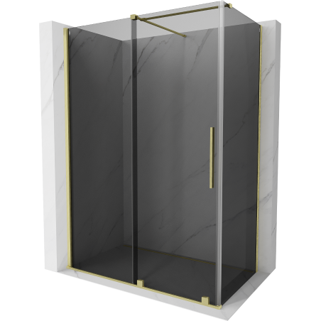 Mexen Velar sliding shower enclosure 150 x 80 cm, graphite, brushed gold - 871-150-080-41-55