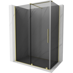 Mexen Velar sliding shower cabin 150 x 70 cm, graphite, brushed gold - 871-150-070-41-55