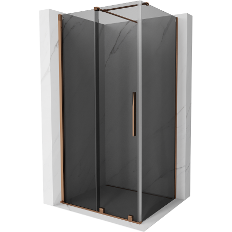Mexen Velar sliding shower enclosure 130 x 85 cm, graphite, rose gold - 871-130-085-41-60
