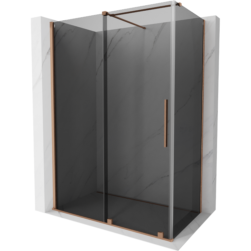 Mexen Velar sliding shower cabin 150 x 80 cm, graphite, brushed copper - 871-150-080-41-65