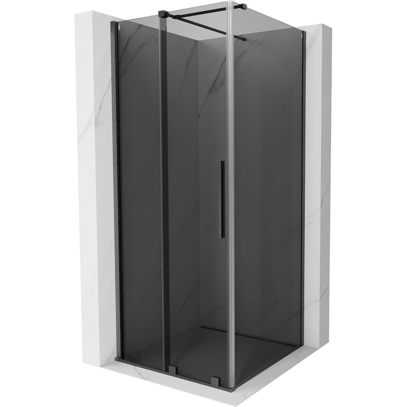 Mexen Velar sliding shower cabin 110 x 110 cm, graphite, brushed gun gray - 871-110-110-41-66
